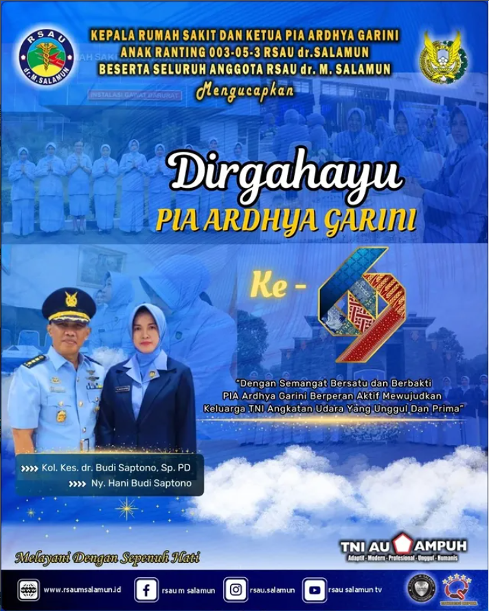 Kepala Rumah Sakit dan Ketua PIA Ardhya Garini Anak Ranting 003-05-3 RSAU dr. M. Salamun