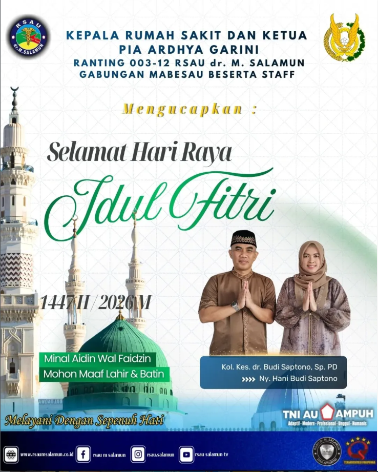 Kepala Rumah Sakit beserta Ketua PIA Ardhya Garini Ranting 003-12 RSAU dr. M. Salamun Gabungan Mabesau, Bersama Seluruh Staf,  Mengucapkan