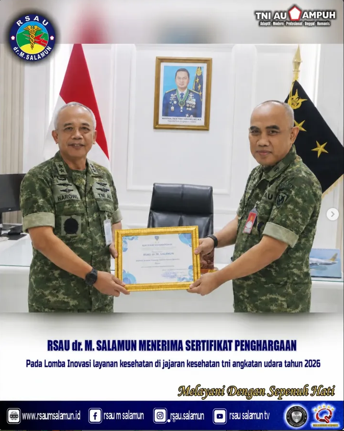  RSAU dr. M. SALAMUN MERAIH PENGHARGAAN INOVASI LAYANAN KESEHATAN TNI AU 2026