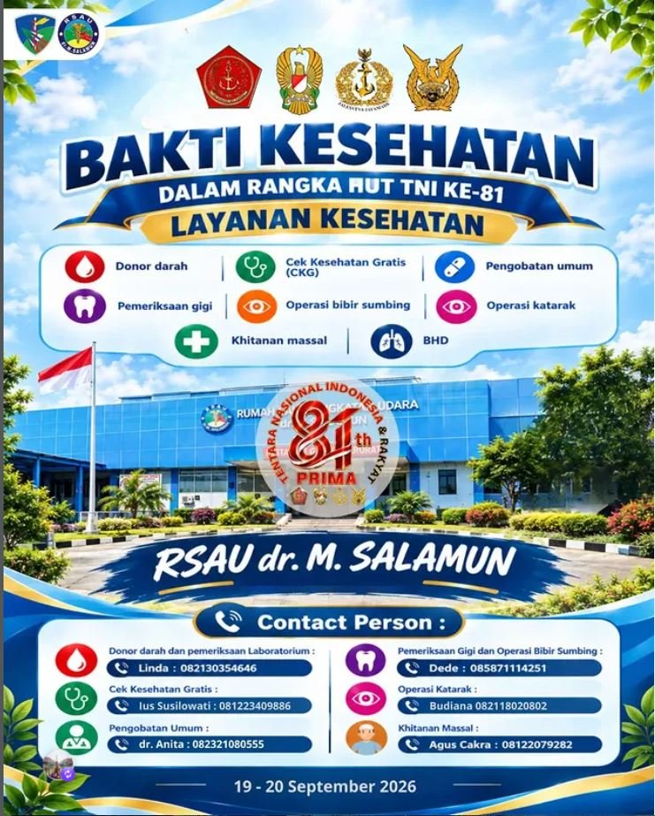 RSAU dr. M. Salamun Gelar Bakti Kesehatan dalam Rangka Memperingati HUT ke-81 TNI